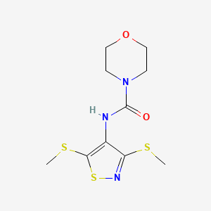 molecular formula C10H15N3O2S3 B11533450 N-[3,5-bis(methylsulfanyl)-1,2-thiazol-4-yl]morpholine-4-carboxamide 