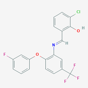 2-chloro-6-[(E)-{[2-(3-fluorophenoxy)-5-(trifluoromethyl)phenyl]imino}methyl]phenol