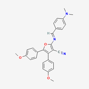 molecular formula C28H25N3O3 B11533535 2-({(E)-[4-(dimethylamino)phenyl]methylidene}amino)-4,5-bis(4-methoxyphenyl)furan-3-carbonitrile 