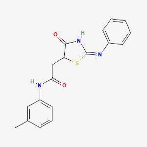 molecular formula C18H17N3O2S B11533555 N-(3-methylphenyl)-2-[(2E)-4-oxo-2-(phenylimino)-1,3-thiazolidin-5-yl]acetamide 