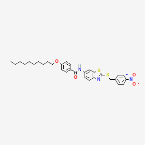 molecular formula C31H35N3O4S2 B11533558 4-(decyloxy)-N-{2-[(4-nitrobenzyl)sulfanyl]-1,3-benzothiazol-6-yl}benzamide 