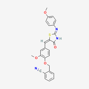 2-({2-methoxy-4-[(E)-{(2Z)-2-[(4-methoxyphenyl)imino]-4-oxo-1,3-thiazolidin-5-ylidene}methyl]phenoxy}methyl)benzonitrile