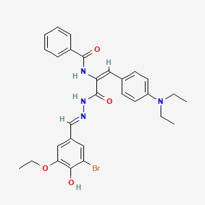 molecular formula C29H31BrN4O4 B11533607 N-{(1E)-3-[(2E)-2-(3-bromo-5-ethoxy-4-hydroxybenzylidene)hydrazinyl]-1-[4-(diethylamino)phenyl]-3-oxoprop-1-en-2-yl}benzamide 