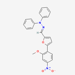 molecular formula C24H19N3O4 B11533617 (2E)-2-{[5-(2-methoxy-4-nitrophenyl)furan-2-yl]methylidene}-1,1-diphenylhydrazine 