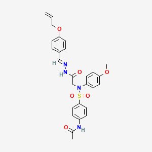 molecular formula C27H28N4O6S B11533624 N-{4-[(4-Methoxyphenyl)({N'-[(E)-[4-(prop-2-EN-1-yloxy)phenyl]methylidene]hydrazinecarbonyl}methyl)sulfamoyl]phenyl}acetamide 