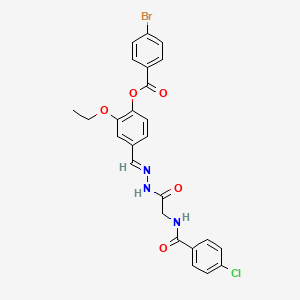 4-[(E)-({2-[(4-Chlorophenyl)formamido]acetamido}imino)methyl]-2-ethoxyphenyl 4-bromobenzoate