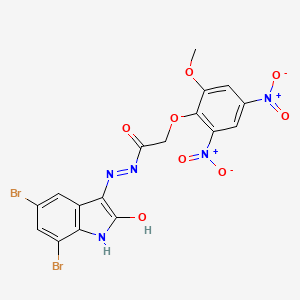 N'-[(3Z)-5,7-dibromo-2-oxo-1,2-dihydro-3H-indol-3-ylidene]-2-(2-methoxy-4,6-dinitrophenoxy)acetohydrazide