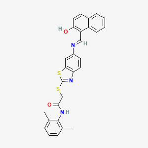 N-(2,6-dimethylphenyl)-2-[(6-{[(E)-(2-hydroxynaphthalen-1-yl)methylidene]amino}-1,3-benzothiazol-2-yl)sulfanyl]acetamide