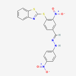 2-[(2-nitro-4-{(E)-[2-(4-nitrophenyl)hydrazinylidene]methyl}phenyl)sulfanyl]-1,3-benzothiazole