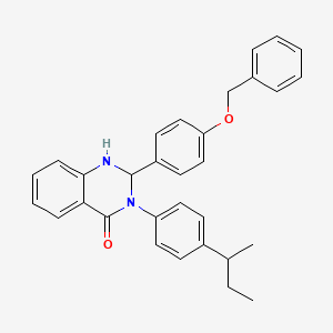 molecular formula C31H30N2O2 B11533793 2-[4-(benzyloxy)phenyl]-3-[4-(butan-2-yl)phenyl]-2,3-dihydroquinazolin-4(1H)-one 