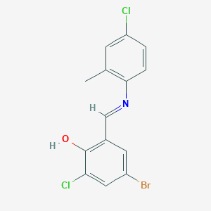 molecular formula C14H10BrCl2NO B11533810 4-Bromo-2-chloro-6-[(E)-[(4-chloro-2-methylphenyl)imino]methyl]phenol 