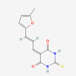 molecular formula C12H10N2O3S B11533819 5-[(2E)-3-(5-methylfuran-2-yl)prop-2-en-1-ylidene]-2-thioxodihydropyrimidine-4,6(1H,5H)-dione 