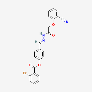 molecular formula C23H16BrN3O4 B11533827 4-[(E)-{2-[(2-cyanophenoxy)acetyl]hydrazinylidene}methyl]phenyl 2-bromobenzoate 