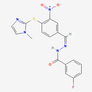 3-fluoro-N'-[(Z)-{4-[(1-methyl-1H-imidazol-2-yl)sulfanyl]-3-nitrophenyl}methylidene]benzohydrazide