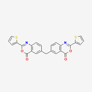 molecular formula C25H14N2O4S2 B11533893 6,6'-Methylene-bis(2-thienyl-3,1-benzoxazin-4-on) 