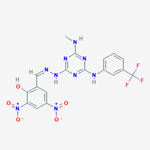 2-[(Z)-{2-[4-(methylamino)-6-{[3-(trifluoromethyl)phenyl]amino}-1,3,5-triazin-2-yl]hydrazinylidene}methyl]-4,6-dinitrophenol