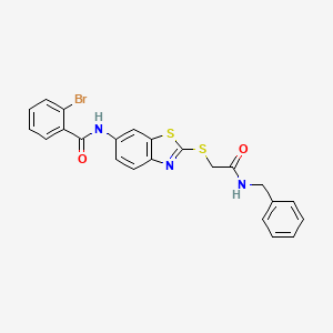 molecular formula C23H18BrN3O2S2 B11533930 N-(2-{[2-(benzylamino)-2-oxoethyl]sulfanyl}-1,3-benzothiazol-6-yl)-2-bromobenzamide 