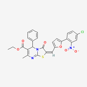 ethyl (2E)-2-{[5-(4-chloro-2-nitrophenyl)furan-2-yl]methylidene}-7-methyl-3-oxo-5-phenyl-2,3-dihydro-5H-[1,3]thiazolo[3,2-a]pyrimidine-6-carboxylate