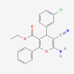 molecular formula C21H17ClN2O3 B11533966 ethyl 6-amino-4-(3-chlorophenyl)-5-cyano-2-phenyl-4H-pyran-3-carboxylate 