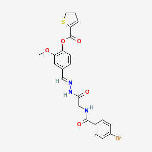 4-[(E)-({2-[(4-Bromophenyl)formamido]acetamido}imino)methyl]-2-methoxyphenyl thiophene-2-carboxylate