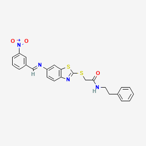 2-[(6-{[(E)-(3-nitrophenyl)methylidene]amino}-1,3-benzothiazol-2-yl)sulfanyl]-N-(2-phenylethyl)acetamide