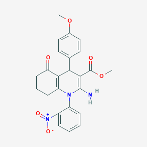 molecular formula C24H23N3O6 B11533999 Methyl 2-amino-4-(4-methoxyphenyl)-1-(2-nitrophenyl)-5-oxo-1,4,5,6,7,8-hexahydroquinoline-3-carboxylate 