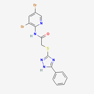 N-(3,5-dibromopyridin-2-yl)-2-[(3-phenyl-1H-1,2,4-triazol-5-yl)sulfanyl]acetamide