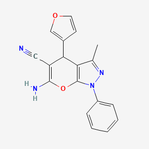 6-Amino-4-(furan-3-yl)-3-methyl-1-phenyl-1,4-dihydropyrano[2,3-c]pyrazole-5-carbonitrile