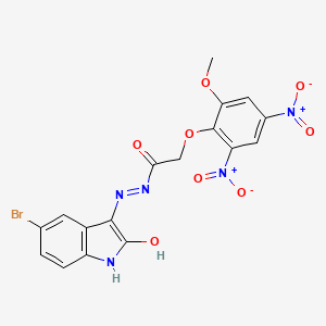 N'-[(3Z)-5-bromo-2-oxo-1,2-dihydro-3H-indol-3-ylidene]-2-(2-methoxy-4,6-dinitrophenoxy)acetohydrazide