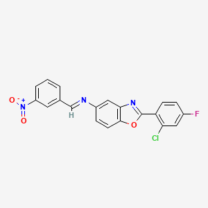 2-(2-chloro-4-fluorophenyl)-N-[(E)-(3-nitrophenyl)methylidene]-1,3-benzoxazol-5-amine