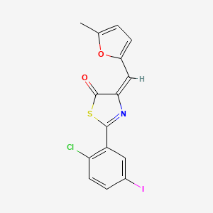 molecular formula C15H9ClINO2S B11534079 (4E)-2-(2-chloro-5-iodophenyl)-4-[(5-methylfuran-2-yl)methylidene]-1,3-thiazol-5(4H)-one 