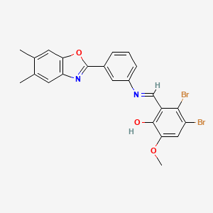 3,4-dibromo-2-[(E)-{[3-(5,6-dimethyl-1,3-benzoxazol-2-yl)phenyl]imino}methyl]-6-methoxyphenol