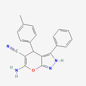 6-Amino-4-(4-methylphenyl)-3-phenyl-1,4-dihydropyrano[2,3-c]pyrazole-5-carbonitrile