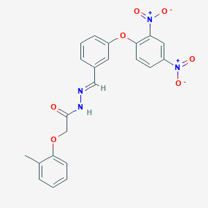 molecular formula C22H18N4O7 B11534130 N'-[(E)-[3-(2,4-Dinitrophenoxy)phenyl]methylidene]-2-(2-methylphenoxy)acetohydrazide 