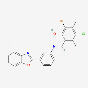 2-bromo-4-chloro-3,5-dimethyl-6-[(E)-{[3-(4-methyl-1,3-benzoxazol-2-yl)phenyl]imino}methyl]phenol