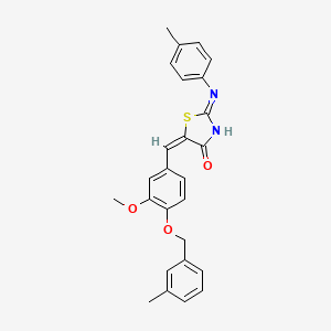 (5E)-5-[[3-methoxy-4-[(3-methylphenyl)methoxy]phenyl]methylidene]-2-(4-methylanilino)-1,3-thiazol-4-one