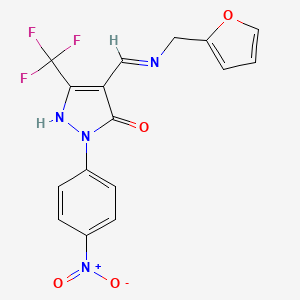 4-{[(2-furylmethyl)imino]methyl}-2-(4-nitrophenyl)-5-(trifluoromethyl)-1,2-dihydro-3H-pyrazol-3-one