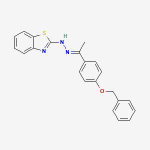 molecular formula C22H19N3OS B11534187 2-[(2E)-2-{1-[4-(benzyloxy)phenyl]ethylidene}hydrazinyl]-1,3-benzothiazole 