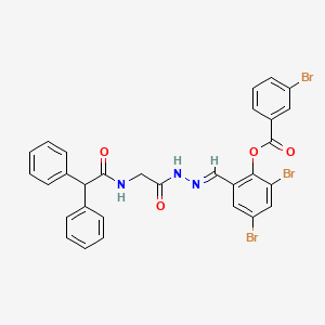 2,4-Dibromo-6-[(E)-{[2-(2,2-diphenylacetamido)acetamido]imino}methyl]phenyl 3-bromobenzoate