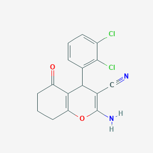 molecular formula C16H12Cl2N2O2 B11534213 2-amino-4-(2,3-dichlorophenyl)-5-oxo-5,6,7,8-tetrahydro-4H-chromene-3-carbonitrile 