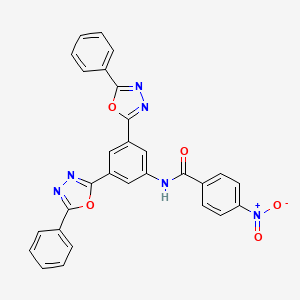 molecular formula C29H18N6O5 B11534250 N-[3,5-bis(5-phenyl-1,3,4-oxadiazol-2-yl)phenyl]-4-nitrobenzamide 