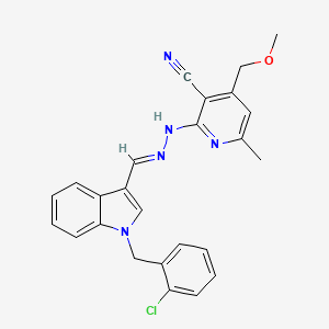 molecular formula C25H22ClN5O B11534266 2-[(2E)-2-{[1-(2-chlorobenzyl)-1H-indol-3-yl]methylidene}hydrazinyl]-4-(methoxymethyl)-6-methylpyridine-3-carbonitrile 