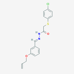 molecular formula C18H17ClN2O2S B11534273 2-[(4-Chlorophenyl)sulfanyl]-N'-[(E)-[3-(prop-2-EN-1-yloxy)phenyl]methylidene]acetohydrazide 