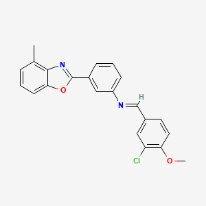 molecular formula C22H17ClN2O2 B11534278 N-[(E)-(3-chloro-4-methoxyphenyl)methylidene]-3-(4-methyl-1,3-benzoxazol-2-yl)aniline 