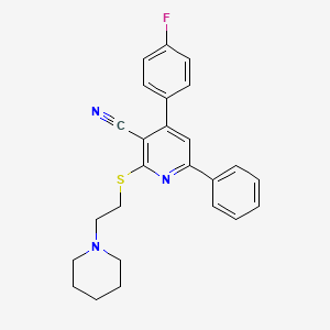 4-(4-Fluorophenyl)-6-phenyl-2-{[2-(piperidin-1-yl)ethyl]sulfanyl}pyridine-3-carbonitrile