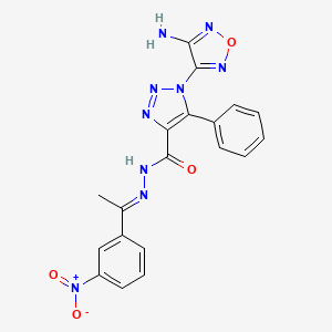 molecular formula C19H15N9O4 B11534401 1-(4-amino-1,2,5-oxadiazol-3-yl)-N'-[(1E)-1-(3-nitrophenyl)ethylidene]-5-phenyl-1H-1,2,3-triazole-4-carbohydrazide 