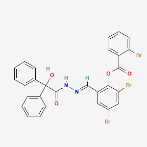 molecular formula C28H19Br3N2O4 B11534432 2,4-dibromo-6-[(E)-{2-[hydroxy(diphenyl)acetyl]hydrazinylidene}methyl]phenyl 2-bromobenzoate 