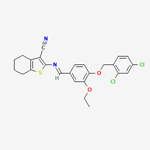 2-{[(E)-{4-[(2,4-dichlorobenzyl)oxy]-3-ethoxyphenyl}methylidene]amino}-4,5,6,7-tetrahydro-1-benzothiophene-3-carbonitrile