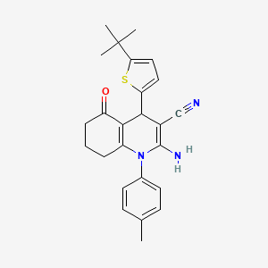 2-Amino-4-(5-tert-butylthiophen-2-yl)-1-(4-methylphenyl)-5-oxo-1,4,5,6,7,8-hexahydroquinoline-3-carbonitrile