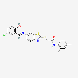 2-[(6-{[(E)-(5-chloro-2-hydroxyphenyl)methylidene]amino}-1,3-benzothiazol-2-yl)sulfanyl]-N-(2,4-dimethylphenyl)acetamide